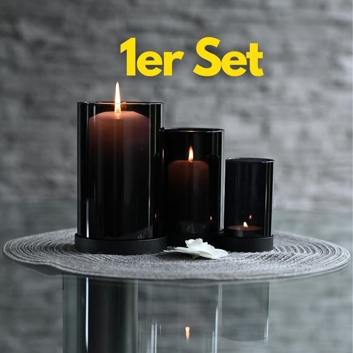 CeleBig® Windlicht 1er Set (3 Gläser) mit Meereslicht-Effekt | Lichtermeer | Kerzenhalter mit Windli