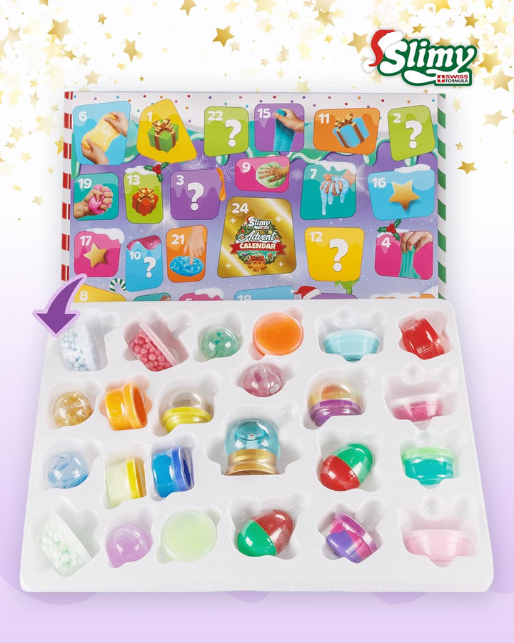 SLIMY Adventskalender Limited Edition mit 24 verschiedenen Spielmassen - Original Slime Geschenk-Set