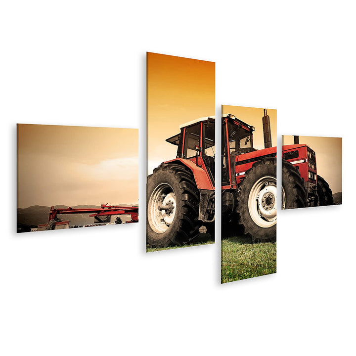 islandburner Bild auf Leinwand Alte Traktoren Auf Der Wiese Wandbild Poster Kunstdruck Bilder Format
