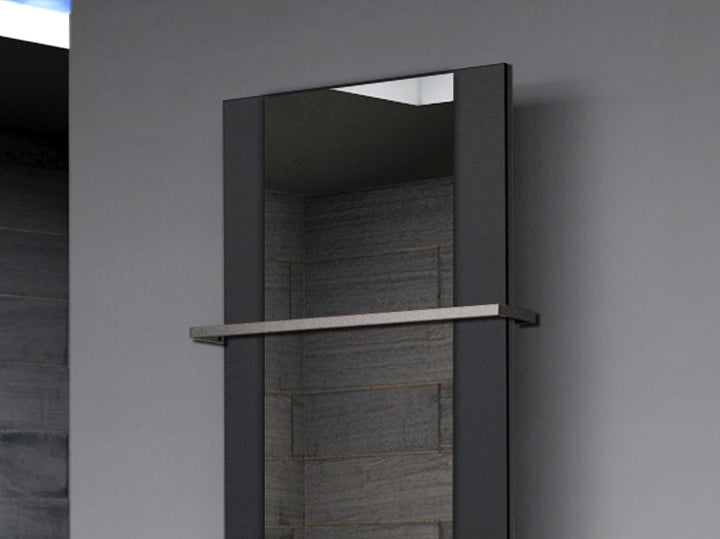 BADHEIZKÖRPER mit Spiegel Design Singapur 2 120x47cm 799 Watt schwarz (+1 Halter 15mm) SZAGATO Handt