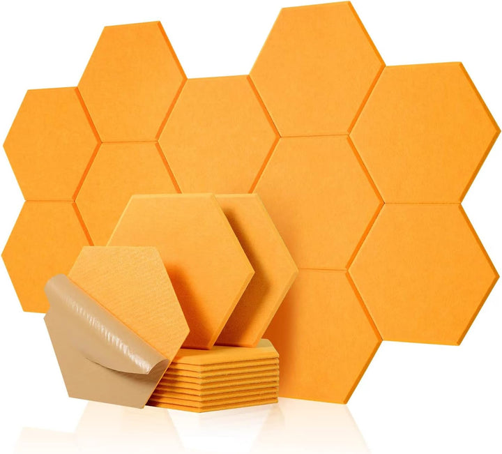 Rdutuok 12 Stück Selbstklebend Akustik Panel,30x26x1cm Hexagon Akustik Absorber Schallschutzplatten