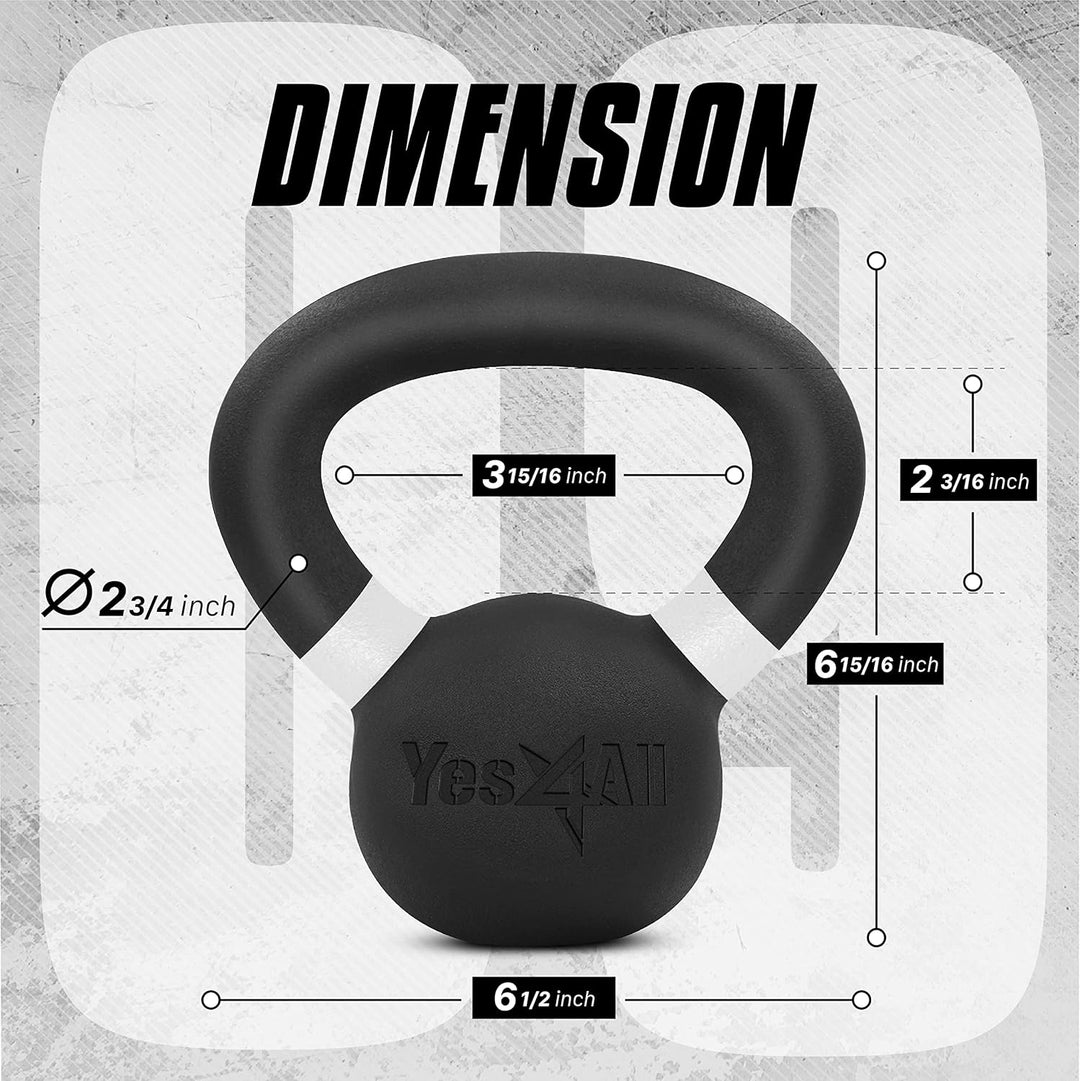 Yes4All 4-32kg Powdercoat Kettlebell aus Gusseisen, Schwunghantel, Kugelgewicht A. 4kg, A. 4kg