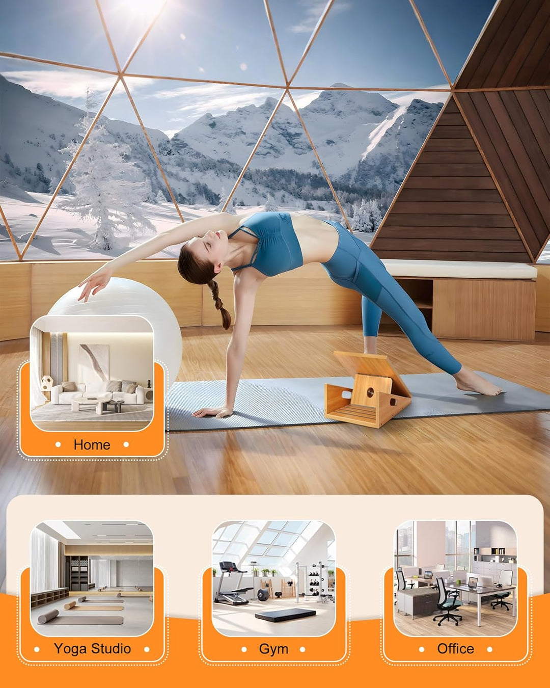 Schrägbrett aus Holz, verstellbares Neigungsbrett und Wadendehner, Stretch-Brett - extra seitliches