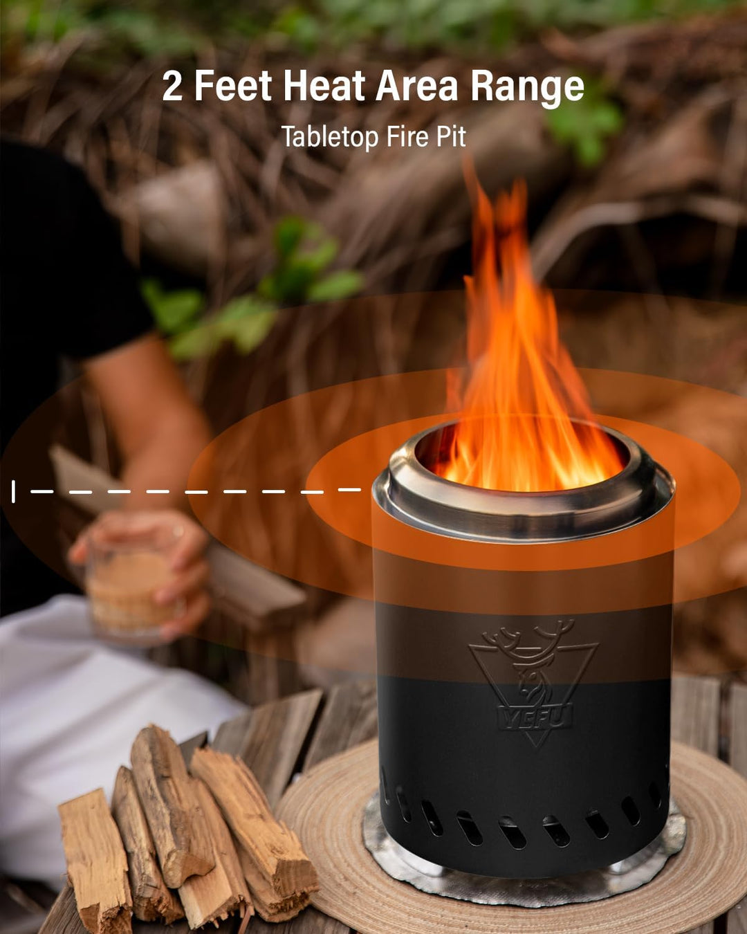 Generic Rauchfreie Feuerstelle,Tischfeuerstelle Feuerstelle Rauchfrei Campingkocher für den Aussenbe