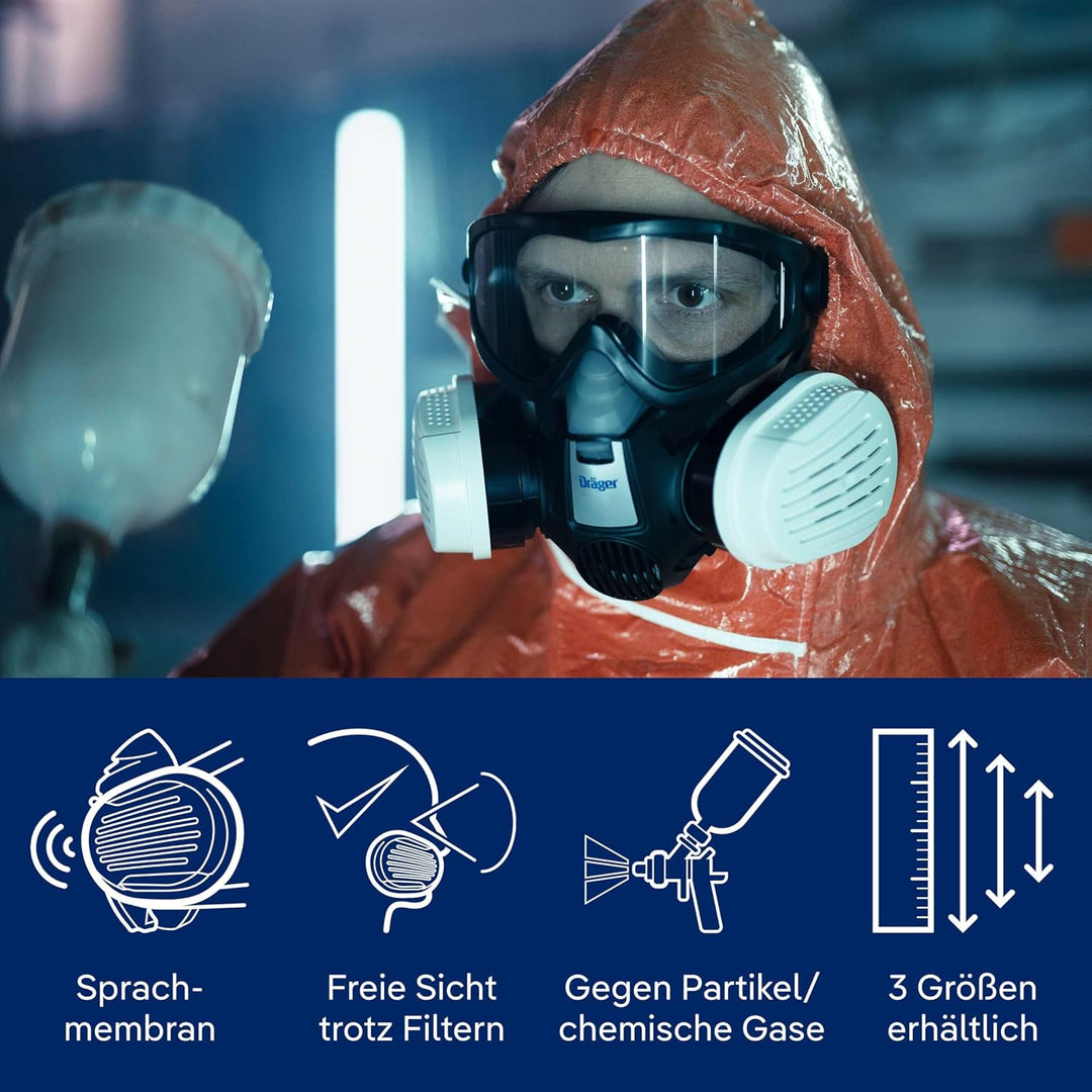 Dräger X-plore 3300 Maler Halbmasken-Set inkl. A2 P3 Kombi-Filter | Grössen S/M/L | gegen Gase, Dämp