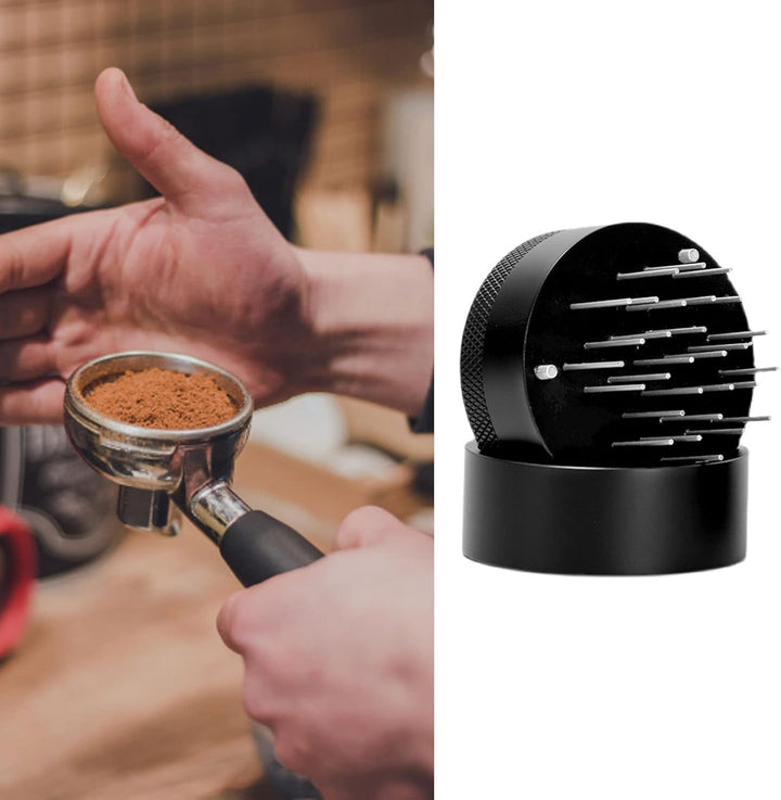 Espresso Nadel Verteiler, Edelstahl kaffeeverteiler mit Verstellbarer Tiefe und Sockel Espresso Vert