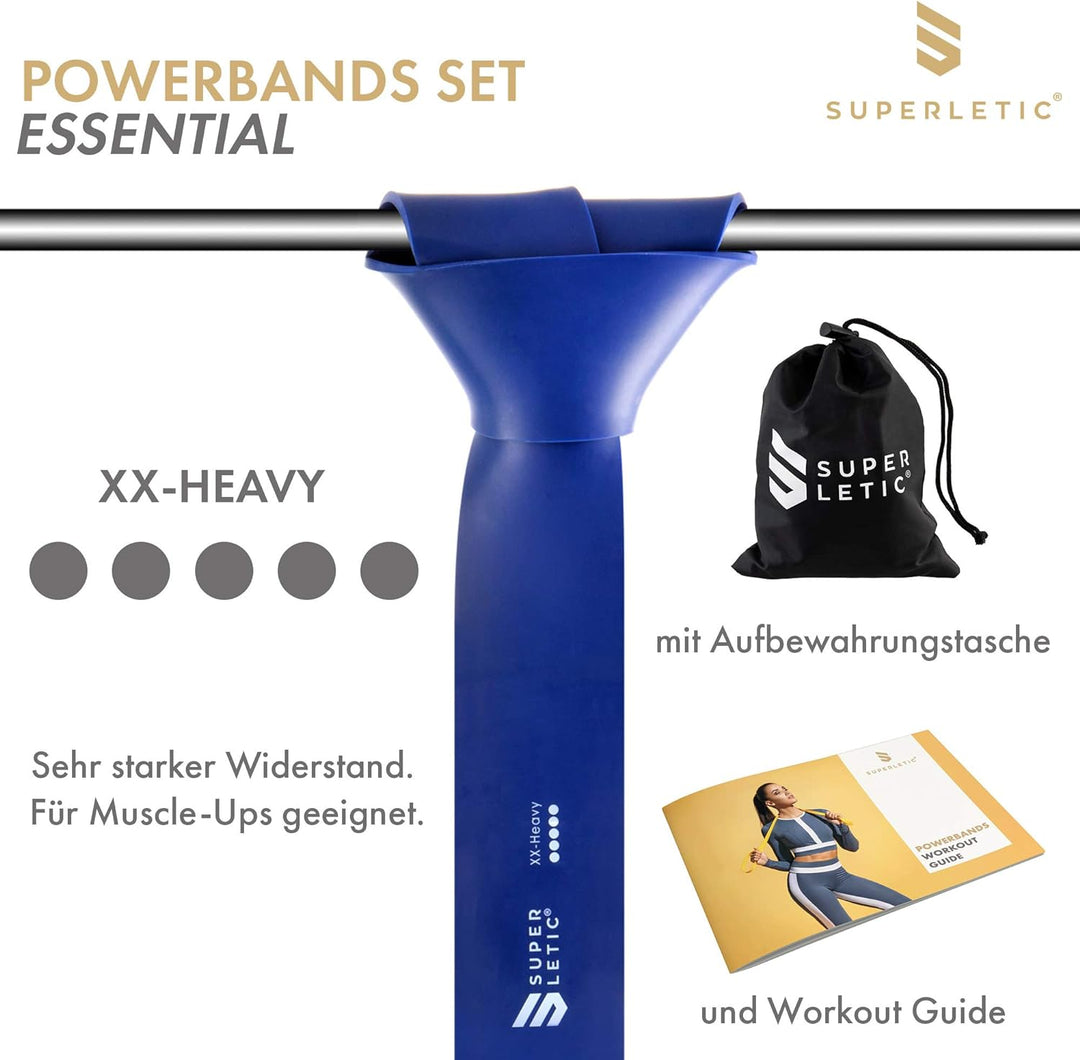 SUPERLETIC Powerbands, Widerstands-Fitness-Bänder, einzeln oder im Set, Pullup-, Resistance und Body