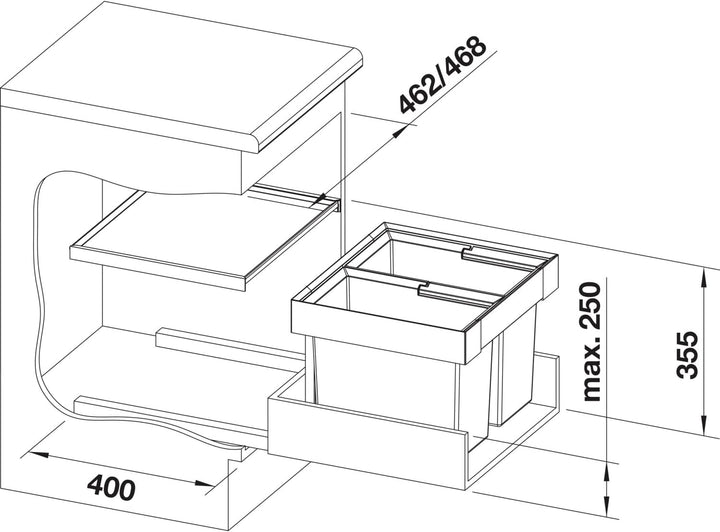 BLANCO FLEXON II 50/2 | Abfall Müllsystem | für 50 cm breite Unterschränke | System zum Einbau in Sc