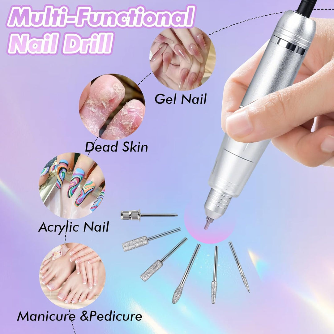 Professioneller Aufsteckbarer Nagelfräser, Elektrische Nagelfeile 30000U/Min mit LED Display, Profes