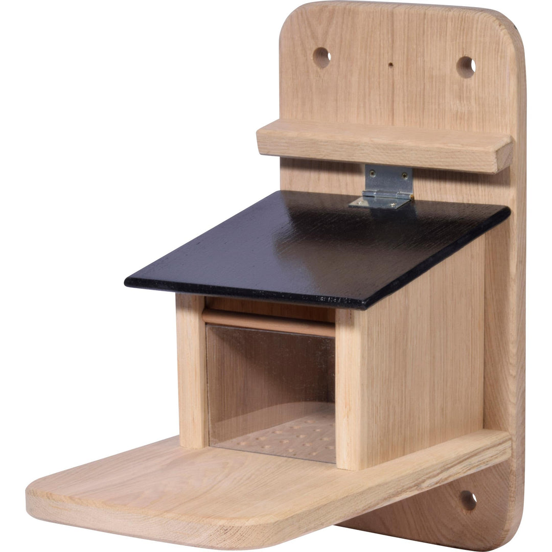 dobar® 22241e "Premium Eichhörnchenfutterstation Gross - Eichhörnchen Futterhaus Massivholz Eiche -