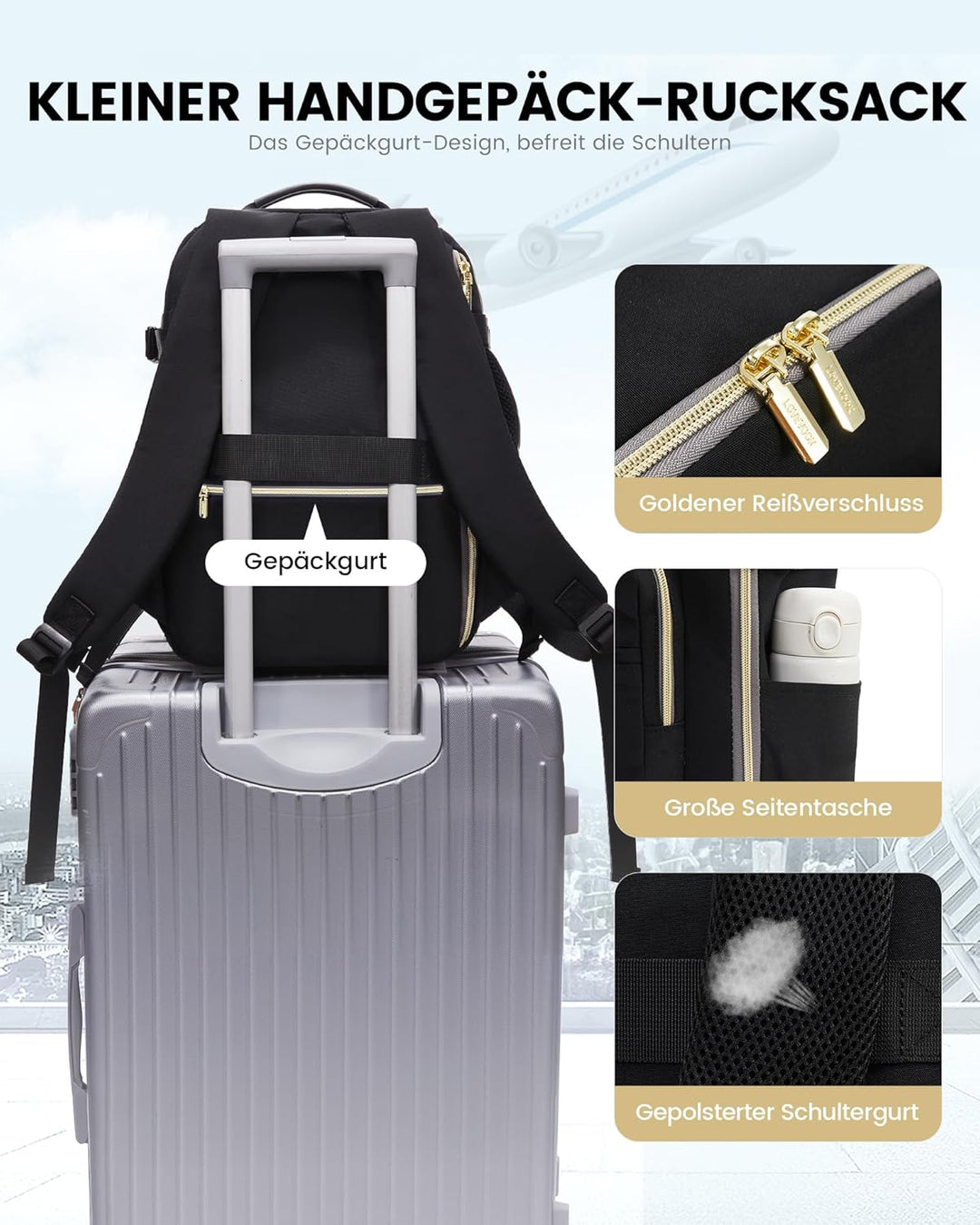 LOVEVOOK Ryanair Handgepäck 40x30x20, Klein Handgepäck Rucksack Tasche Reiserucksack Flugzeug, Carry