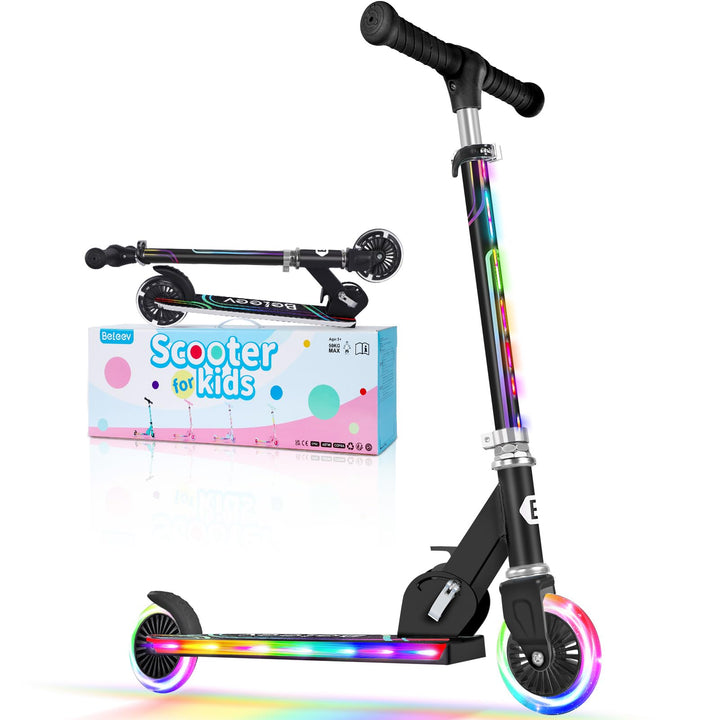 BELEEV V2 Roller Kinder Scooter 6 Jahre, Upgrade mit LED Leuchtenden Rädern, Lenksäule und Deck, Höh