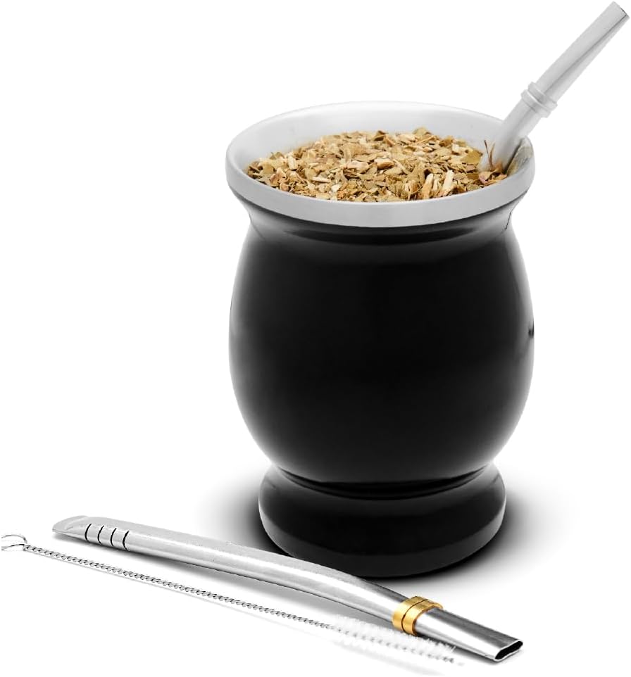 balibetov Yerba Mate Tee Set (Mate Becher) aus Rostfreiem Edelstahl mit Bombilla (Strohhalm) für Mat