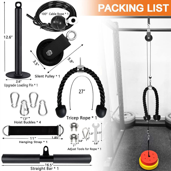 Favuit Kabelzug Fitness Kabel Latzug, Gym Kabel Unterarmtrainer Set Arm-Krafttraining Gewicht Traini