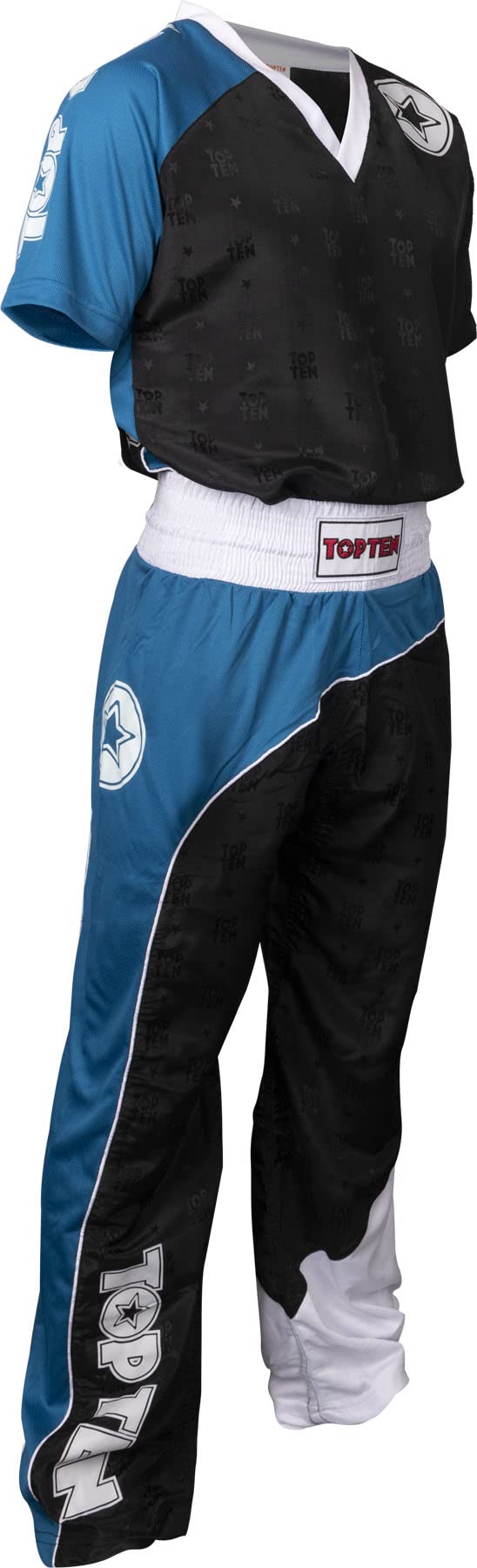 TopTen Kickboxuniform „Bow“ Schwarz - Blau - Weiss L, Schwarz - Blau - Weiss L