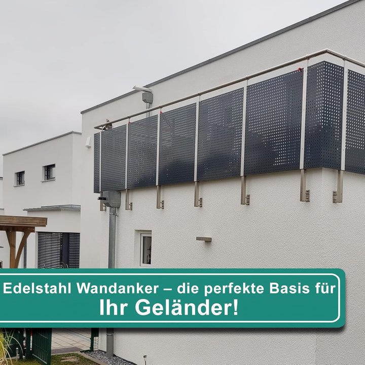 PRIOstahl Pfostenträger Pfostenhalter Wandanker Wandflansch Handlauf Bodenanker x 1 Halter Rechteck