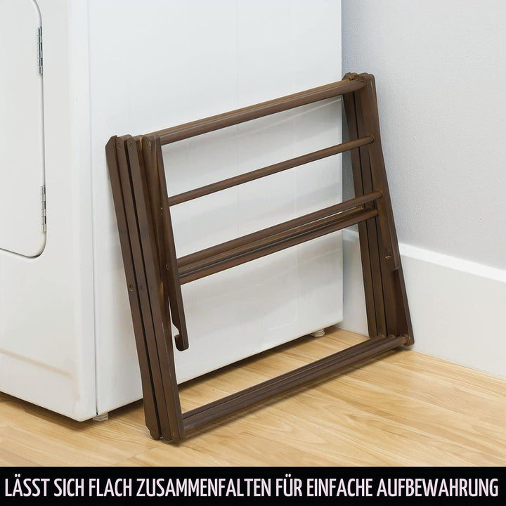 mDesign Wäscheständer aus Bambus – ausziehbarer Turmtrockner mit 3 Ebenen – platzsparender Standtroc