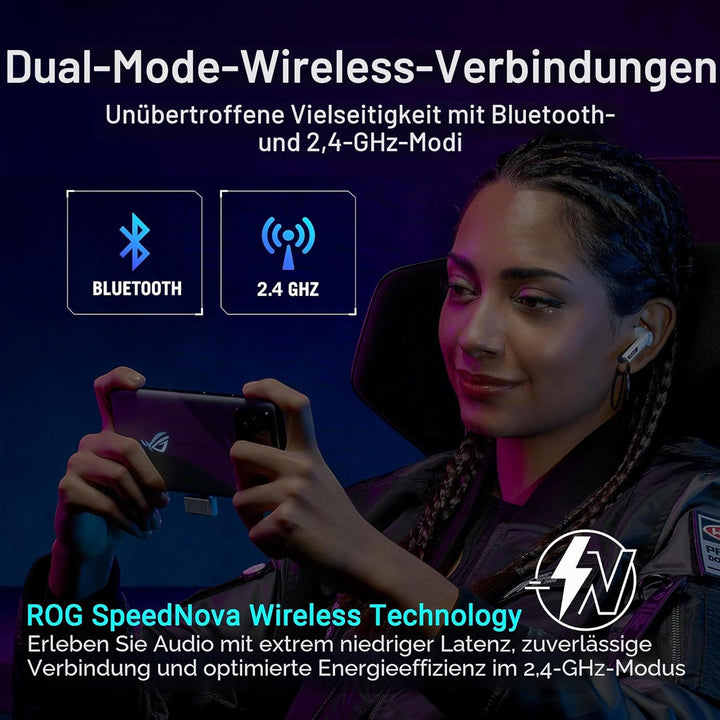 ASUS ROG Cetra True Wireless SpeedNova Black RGB In-Ear Gaming Kopfhörer (ROG SpeedNova Wireless-Tec