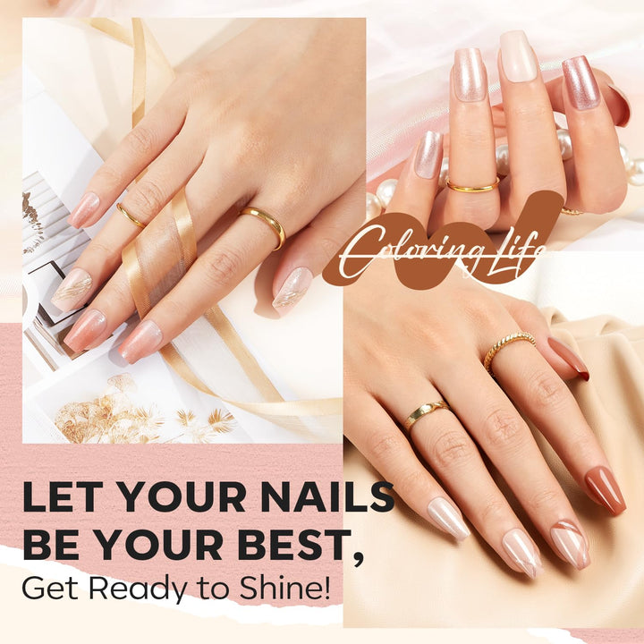 MODELONES Komplettes Nagellack Set, Nagellack Schnelltrocknend Herbst Braun Glitter Nude Rosa mit Ba
