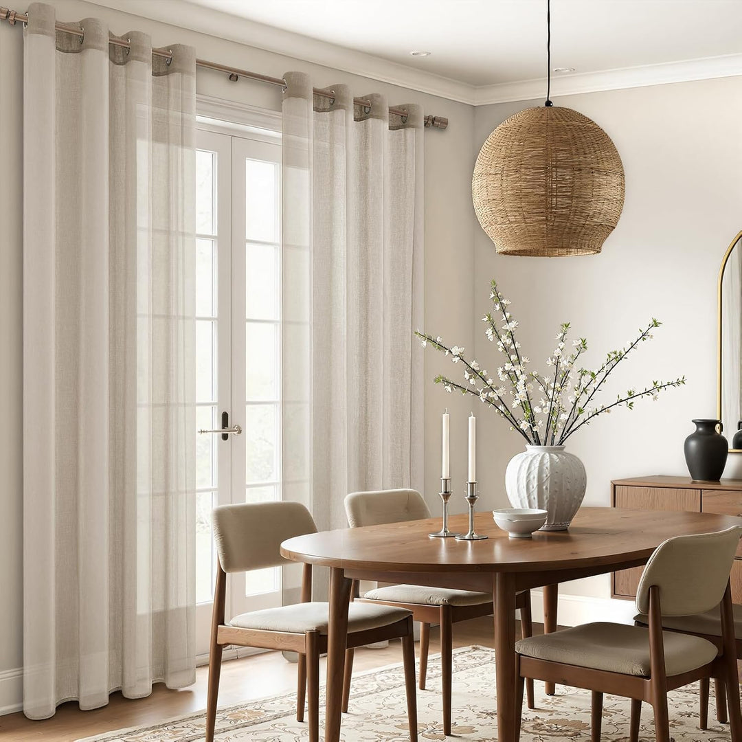 MRTREES Stores Gardine Beige Wohnzimmer Gardinen modern Schlaufenschal 2er Set 122×140cm (H×B) Vorhä