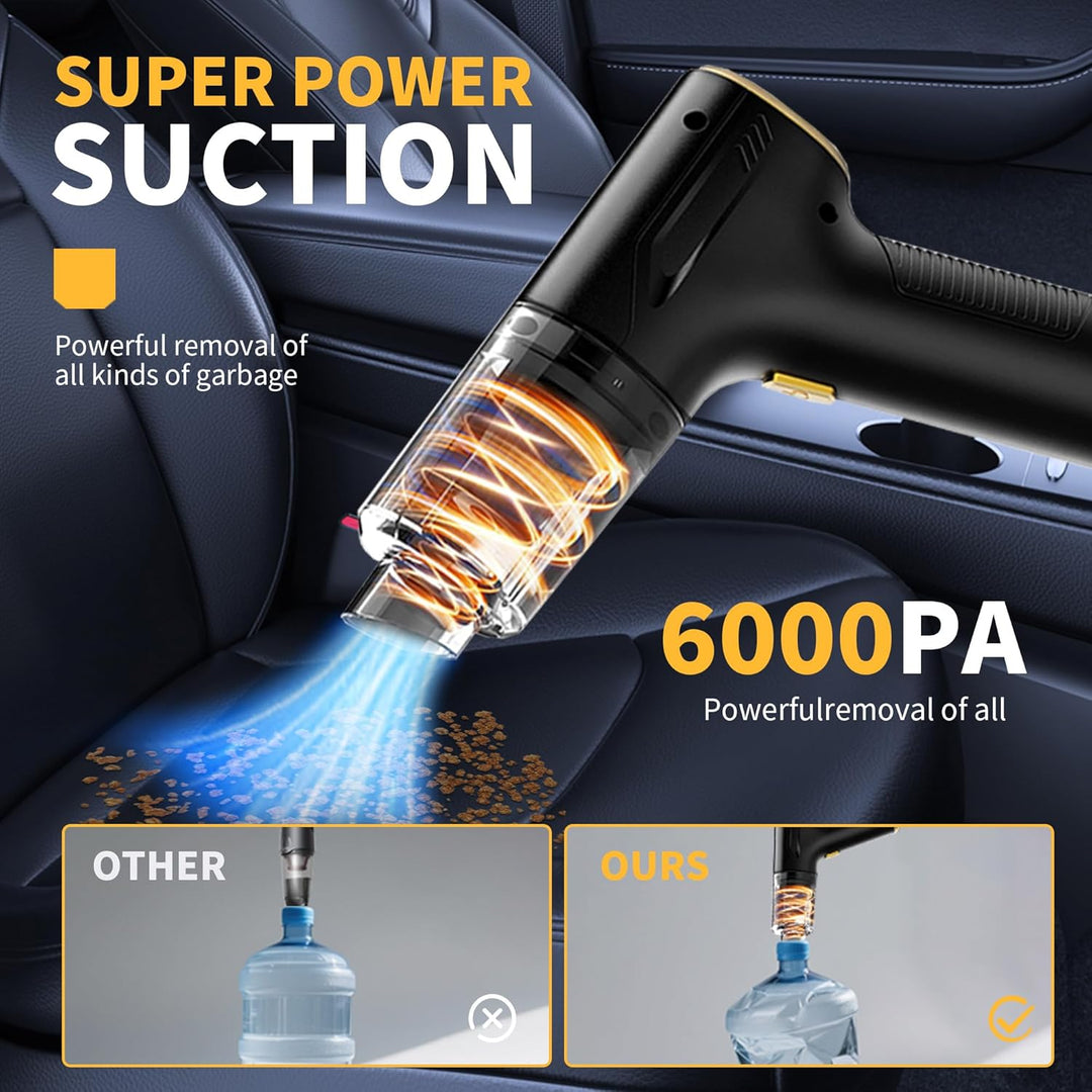 Handstaubsauger Akku 4-in-1 Auto Staubsauger Stark，15000Pa Tragbarer Autostaubsauger，mit Bürstenlose