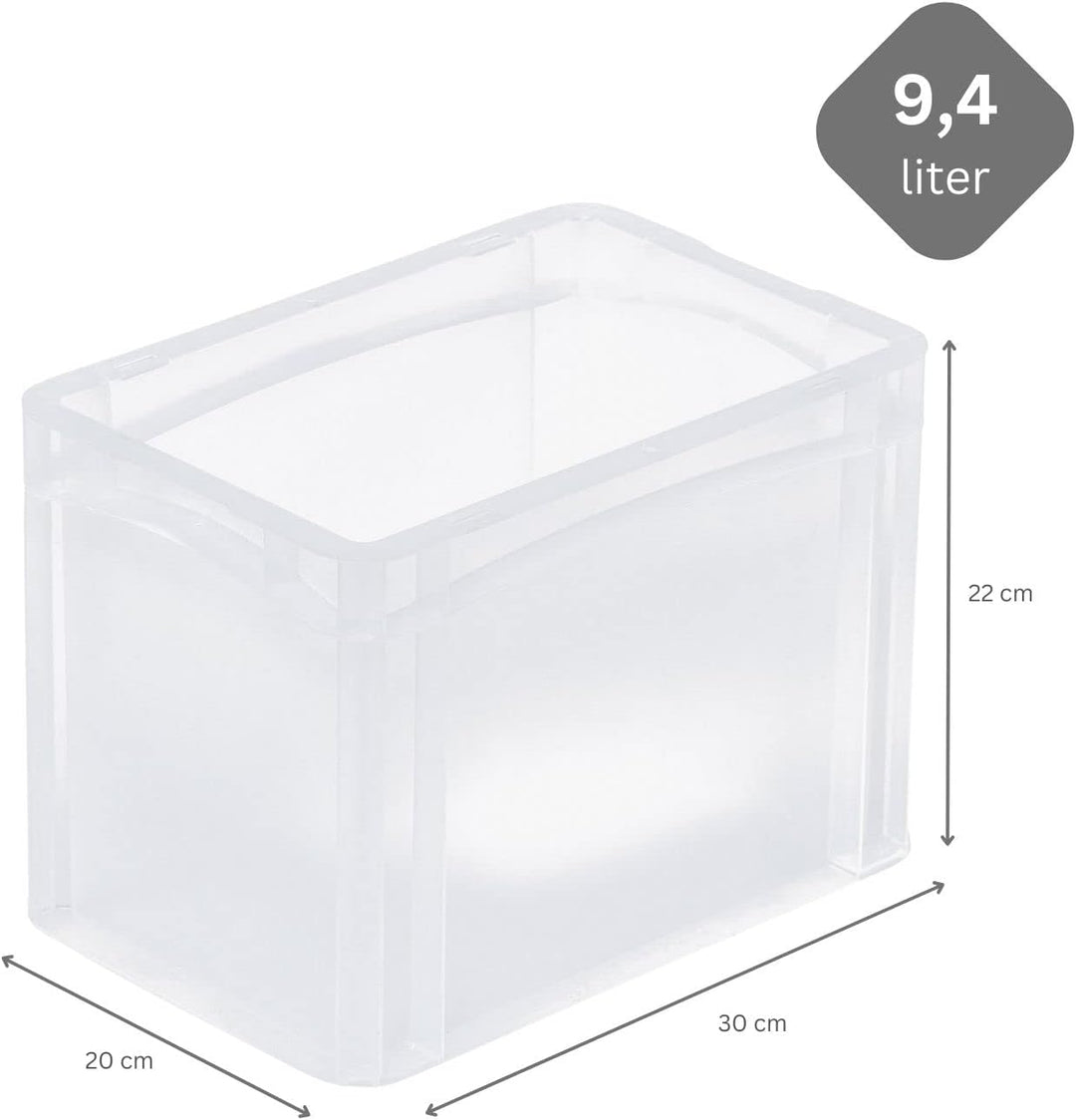 PROREGAL SuperSparSet 20x Transparenter Eurobehälter BasicLine mit geschlossenem Griff | HxBxT 22x20
