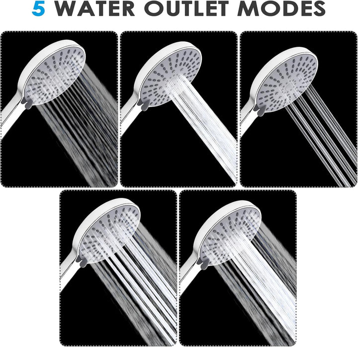 Fousenuk Duschkopf Wassersparend, 5 Strahlarten Duschbrause, Shower Head, Handbrause Gross, Brauseko