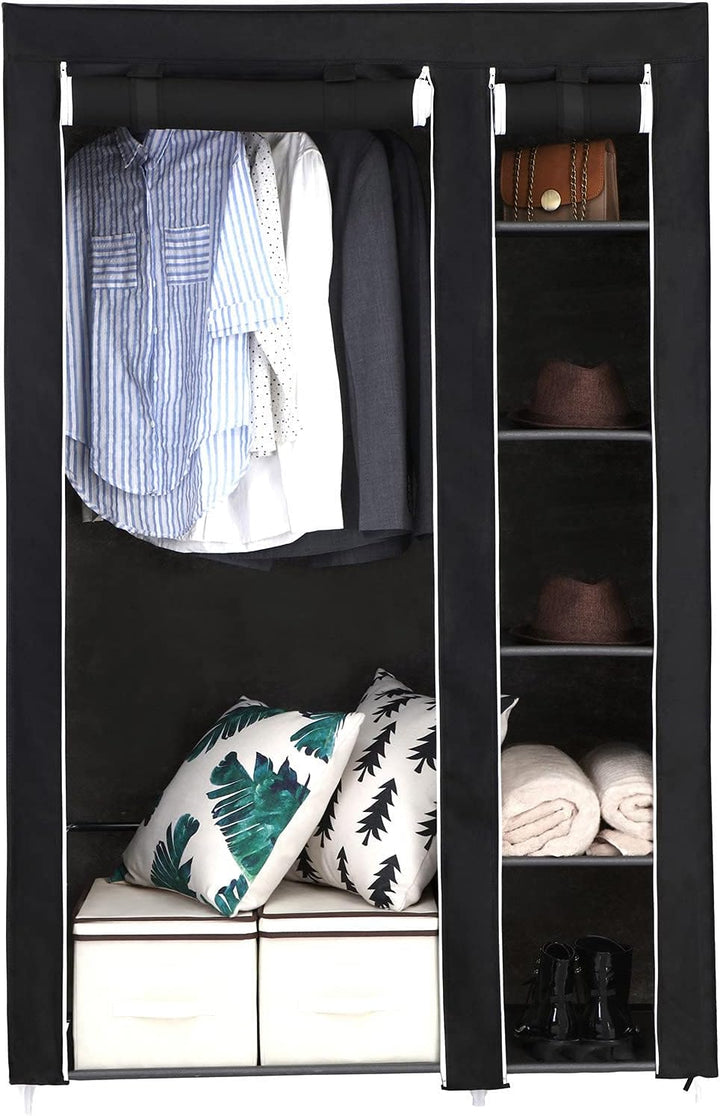 SONGMICS Stoffschrank, XL, Kleiderschrank, Faltschrank, Campingschrank mit Kleiderstange, 110 x 175