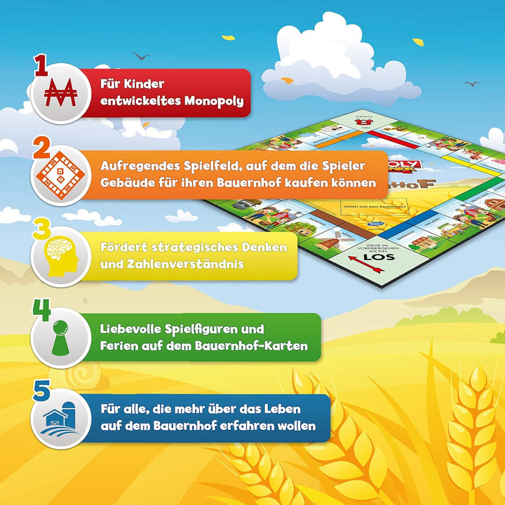 Winning Moves Monopoly Junior Mein Bauernhof - Familienspiele Strategie Brettspiele Monopoly Mein Ba