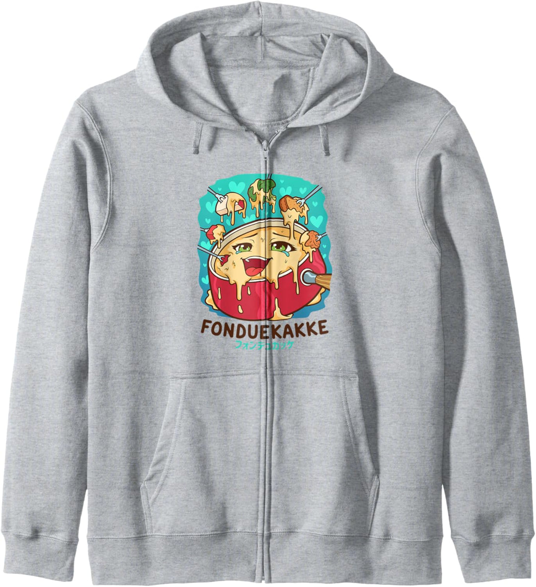 Lustiges freches Foodie Pun Kawaii Fonduekakke Japanisches Kapuzenjacke