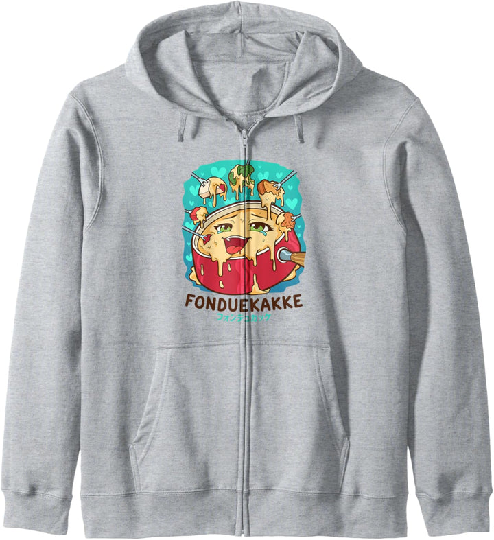 Lustiges freches Foodie Pun Kawaii Fonduekakke Japanisches Kapuzenjacke