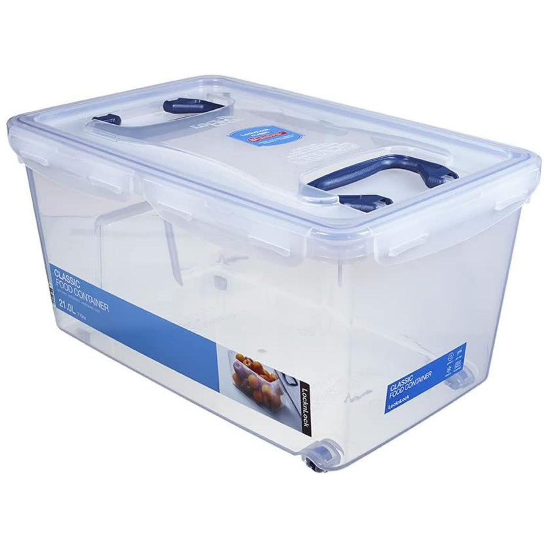 LocknLock PP CLASSIC Aufbewahrungsbox mit Deckel und Griffen | 21 L, 456 x 300 x 225 mm | 100 % Luft