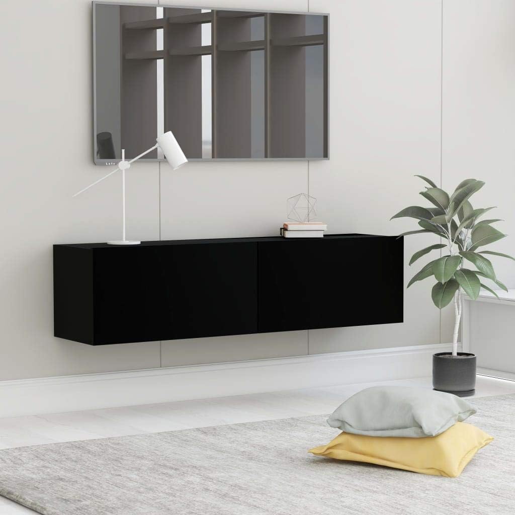 Festnight TV Wandboard Hängend Schwarz TV-Wandschrank Lowboard Hangend Hängeschränke Hänge TV Board