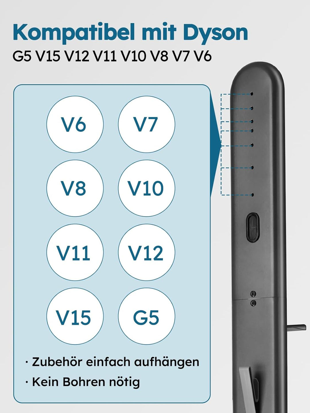 Ständer kompatibel mit Dyson G5 V15 V12 V11 V10 V8 V7 V6,Metall Halterung mit 4 Haken & 4 Regale für
