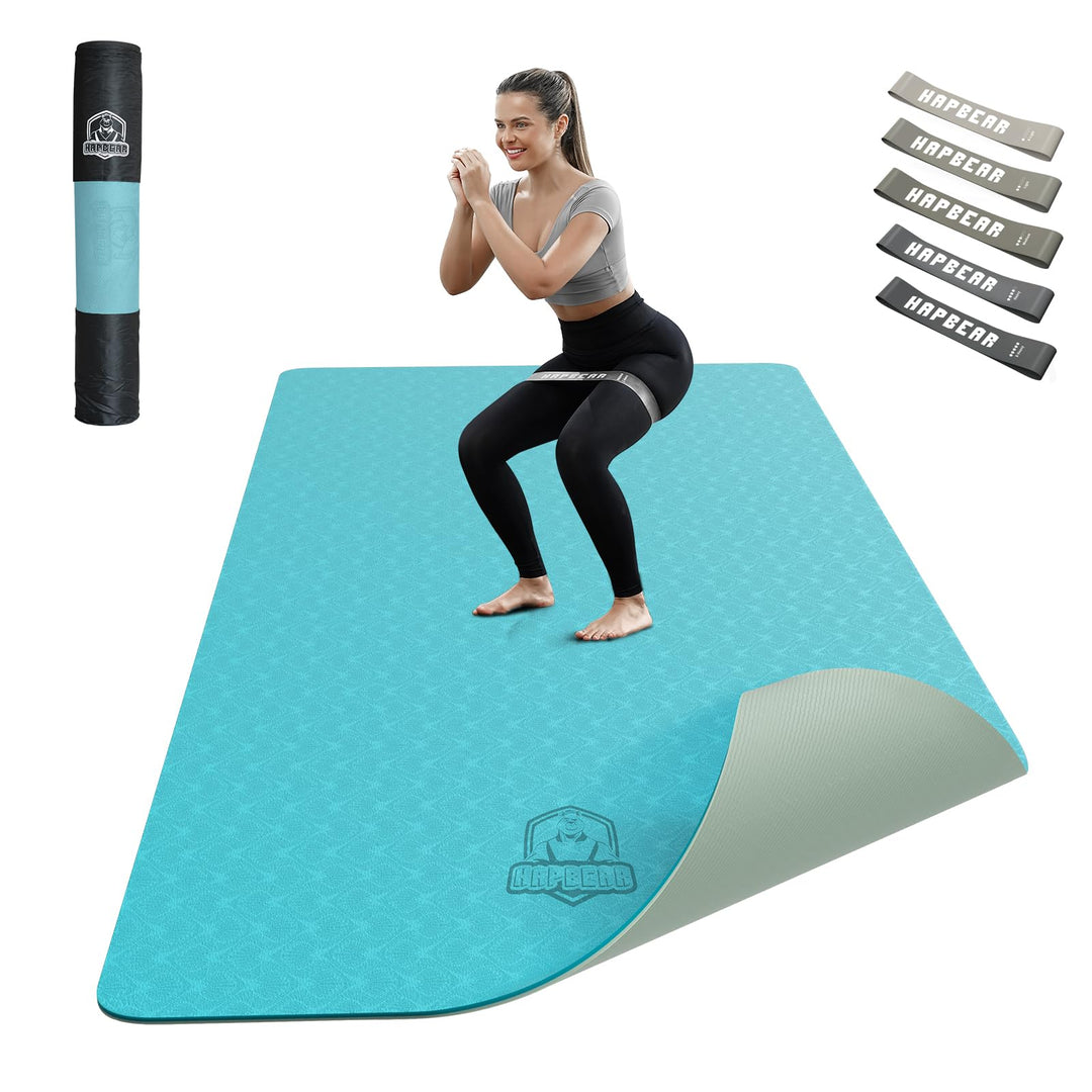 HAPBEAR Yogamatte XXL - 183cmx91cmx6mm Dicke, Extra Gross Rutschfest Breit Yoga Matte, Gymnastikmatt