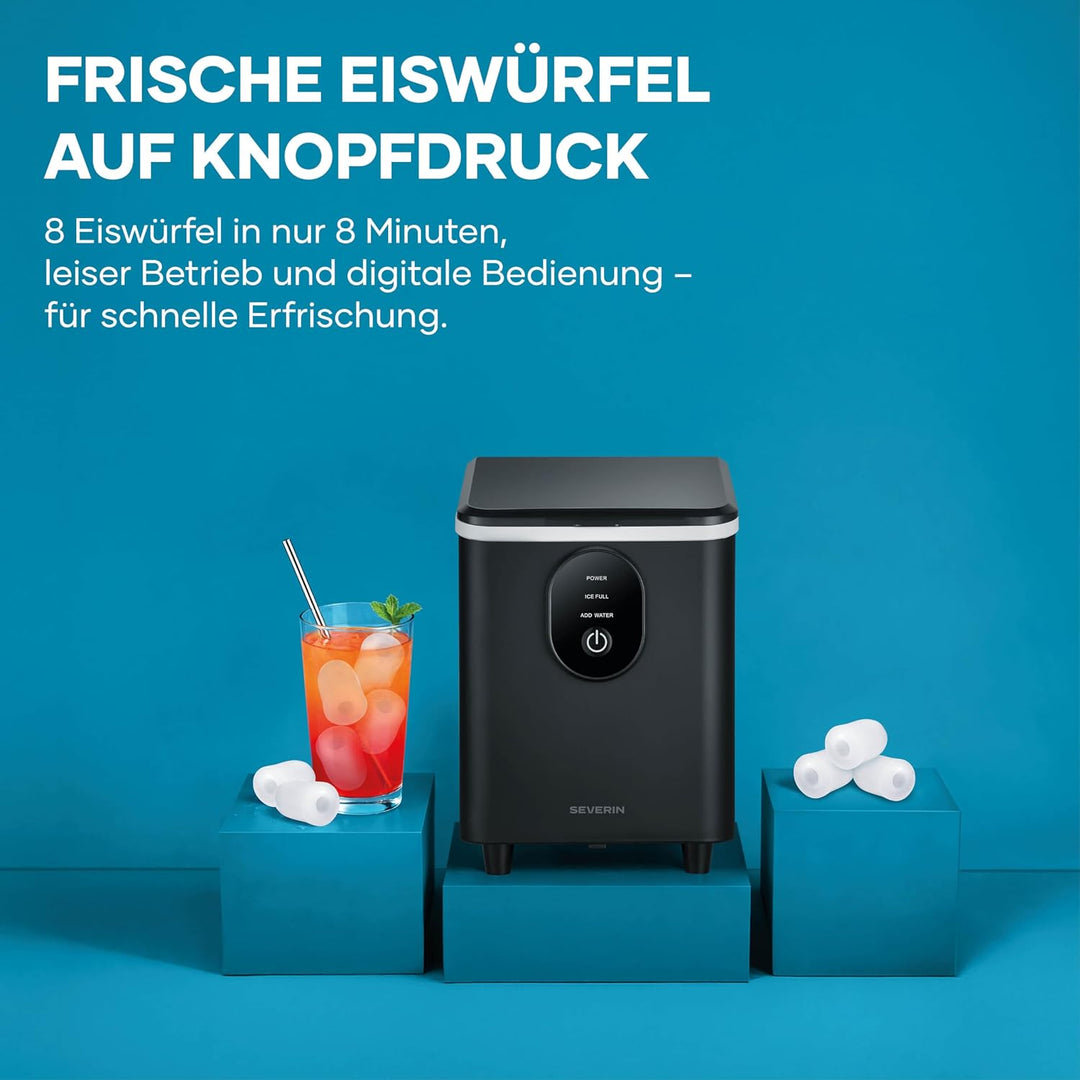 Severin Eiswürfelmaschine, Eiswürfelbereiter, 8 Eiswürfel in nur 8 Min, Kapazität 1,2 L, einfache Be