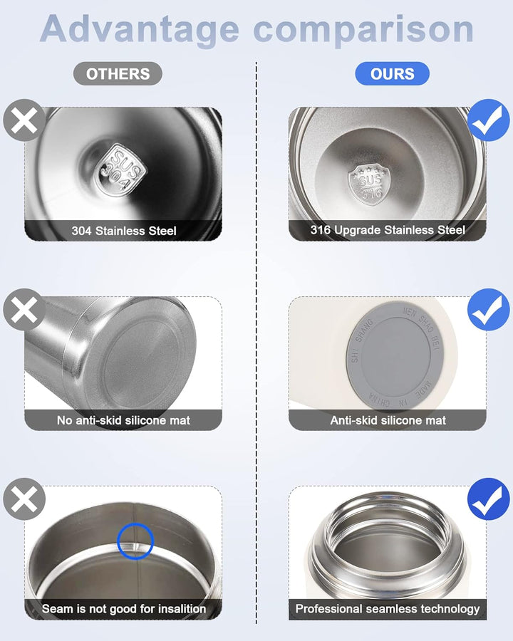Dreamhigh® Thermobehälter für Essen 550 ml, Edelstahl Thermobecher Essen mit faltbaren Löffel, Warmh