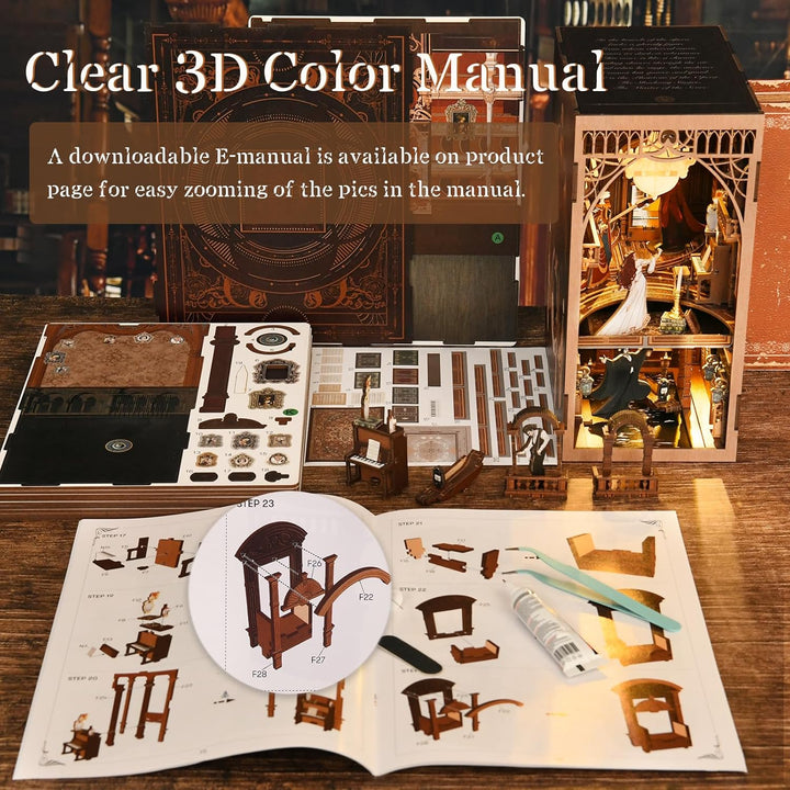 MiniCity Book Nook, Miniatur Puppenhaus Booknook Kit, 3D Holz Puzzle Buchstütze Bücherregal einfügen