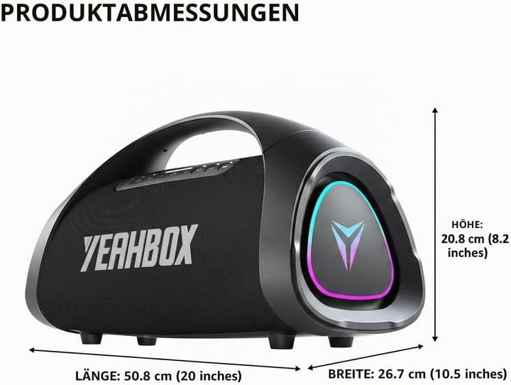 YEAHBOX Sonic Boom Max 300W Bluetooth Lautsprecher mit Massivem Bass, IPX67 Wasserdichter Tragbarer