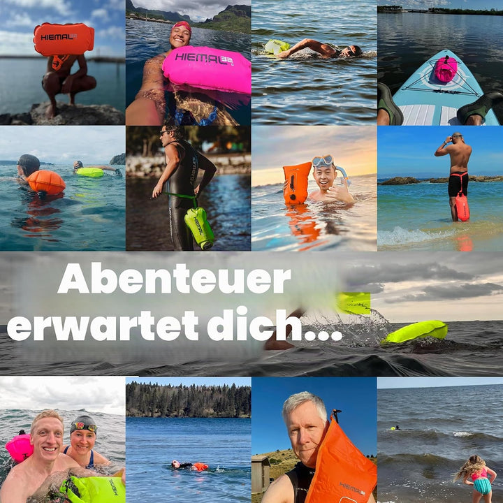 Schwimmboje für offenes Wasser mit Trockensack, 15 l, vollständig wasserdichte Schwimmblase, sicher