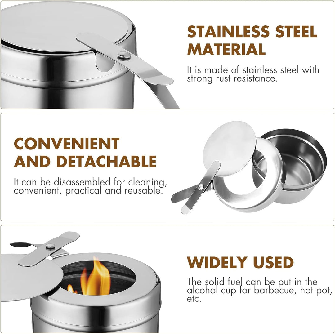 HEMOTON Edelstahl Brennstoffbehälter 2 Stück Mit Deckel Für Spiritusbrenner Chafing Dish Brennpasten