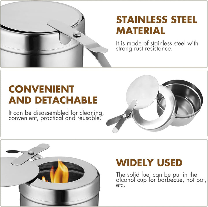 HEMOTON Edelstahl Brennstoffbehälter 2 Stück Mit Deckel Für Spiritusbrenner Chafing Dish Brennpasten