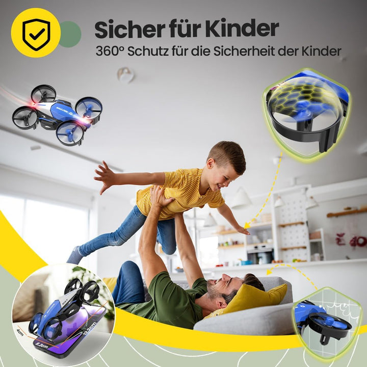 Holy Stone HS210F Mini Drohne für Kinder, 2 in 1 RC Quadrocopter mit Landmodus and Flugmodus, One Ke