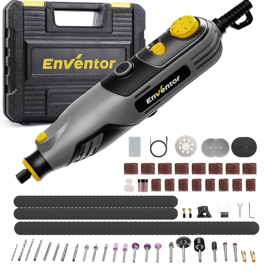 Enventor 130W Mini Rotationswerkzeug, Mini Multifunktionswerkzeug mit 206 Zubehörteilen, 6 Einstellb