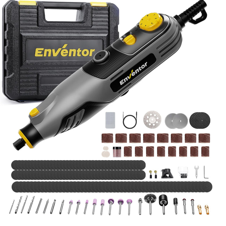 Enventor 130W Mini Rotationswerkzeug, Mini Multifunktionswerkzeug mit 206 Zubehörteilen, 6 Einstellb