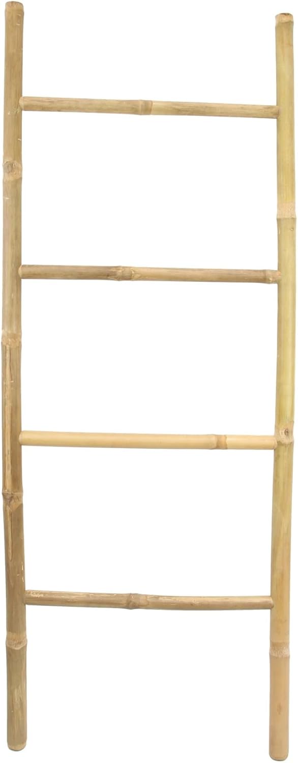 Dekoleidenschaft Handtuchleiter aus Bambus, 115 cm hoch, 4 Sprossen, Handtuchständer, Kleiderständer