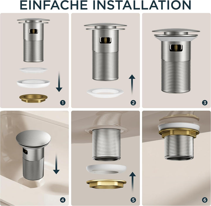 FORIOUS® Wasserhahn Bad mit Ablaufgarnitur, Edelstahl Waschbeckenarmatur mit Auslaufhöhe 85MM, Einhe