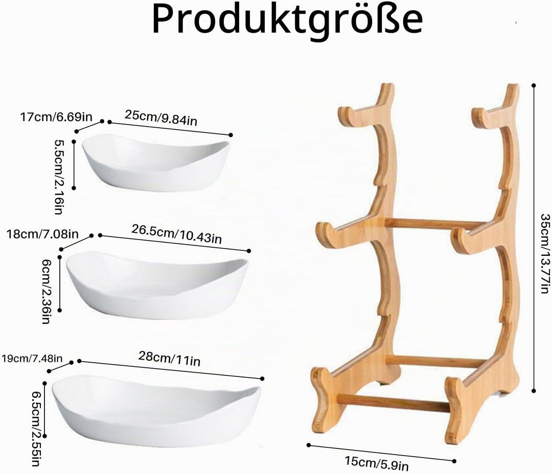 Etagere 3 Etagen mit Obstschale, Mehrstöckiger Obstkorb für Küche, Modern Obst Etagere Holz, Fruchtk