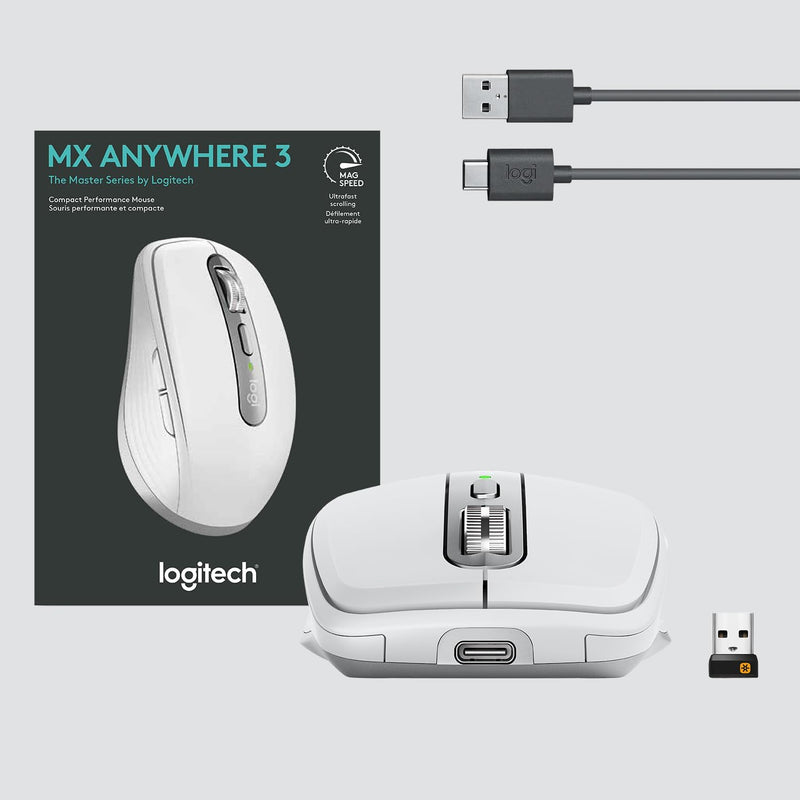 Logitech MX Anywhere 3 kompakte, leistungsstarke Maus – Kabellos, Magnetisches Scrollen, ergonomisch