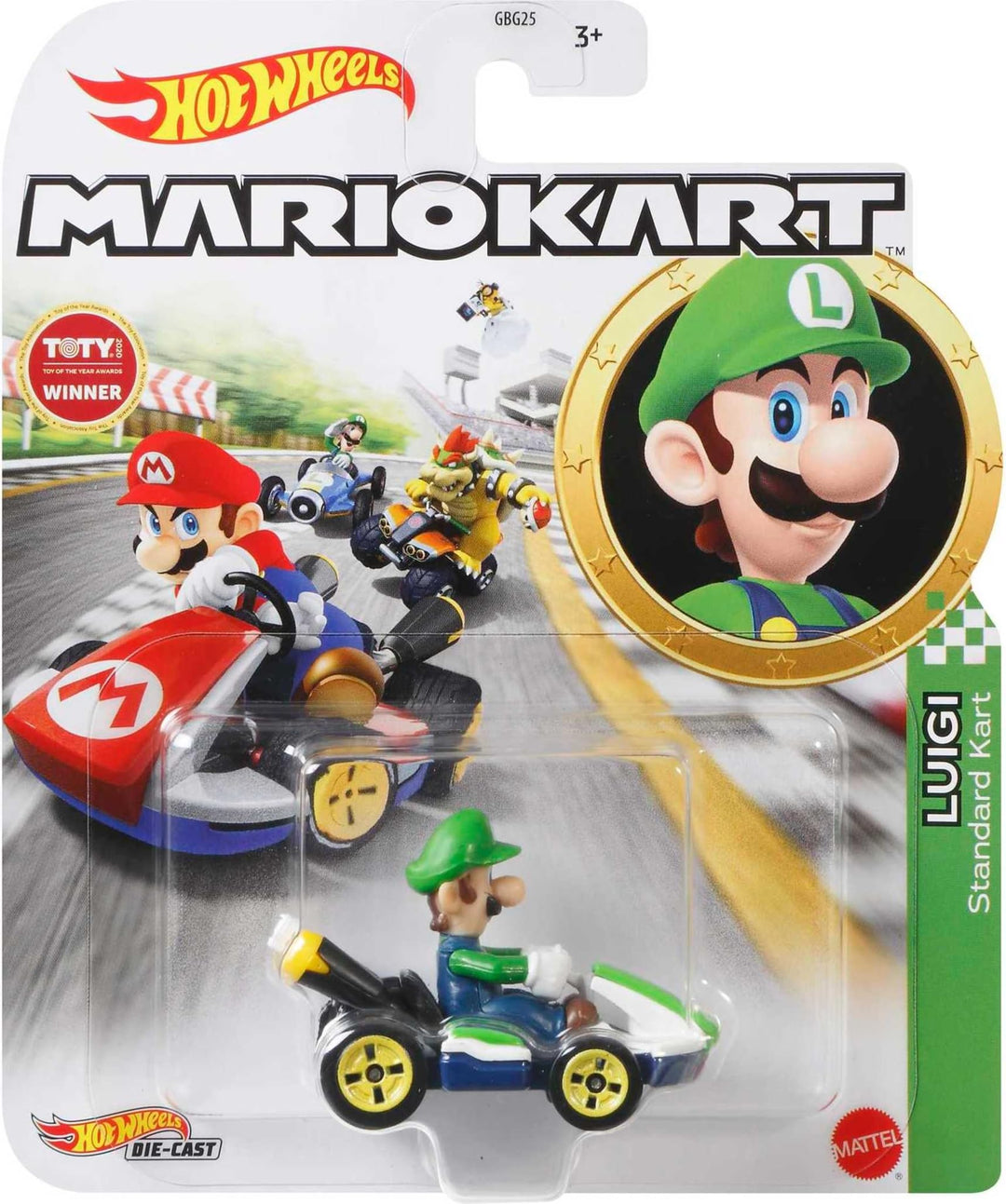 DieCast Modell Luigi Version Standard Kart von SUPER Mario Kart – Massstab 1:64, Länge 5cm (HW GLP37